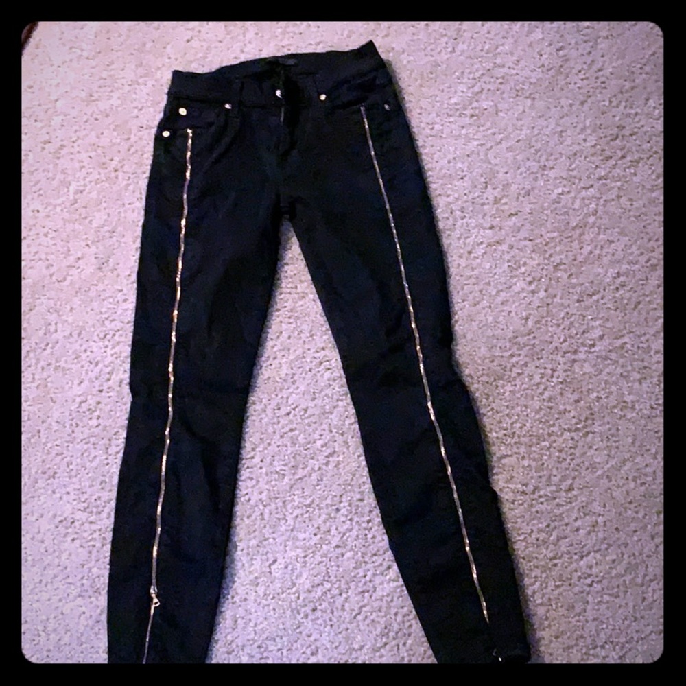 7 for all mankind black jeans with zippered legs